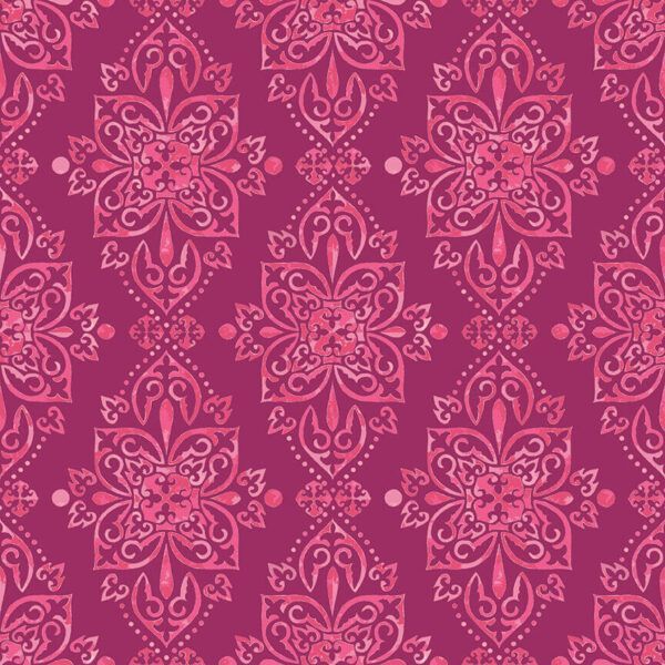 Hampton Garden Lila Tueller Cranberry Damask Fabric