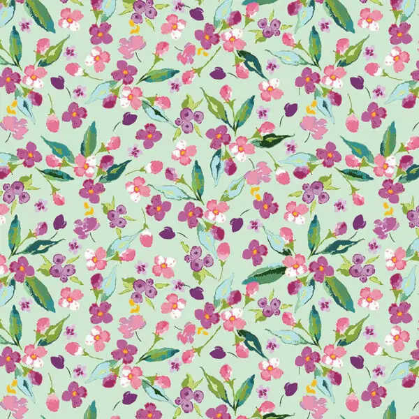 Hampton Garden Lila Tueller Floral Mint Fabric