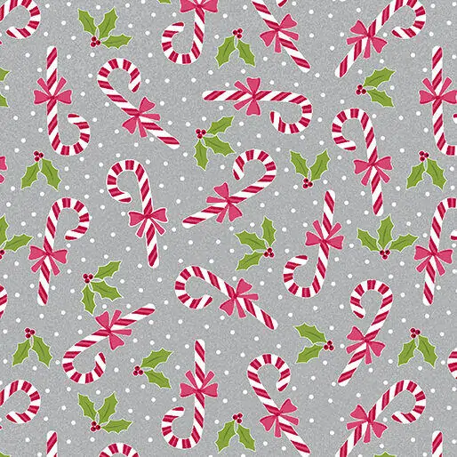 Joy Cherry Guidry Candy Canes on Gray Fabric