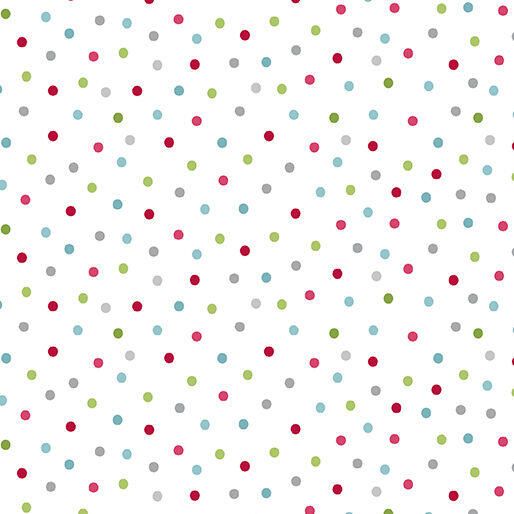 Joy Cherry Guidry Multi Dots on White Fabric
