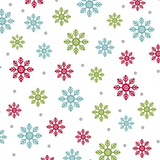 Joy Cherry Guidry Multi Snowflakes on White Fabric