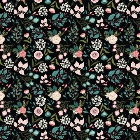 Cherished Moments Floral Black Fabric