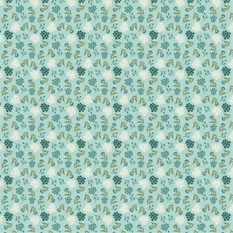 Cherished Moments New Blooming Buds Teal Fabric