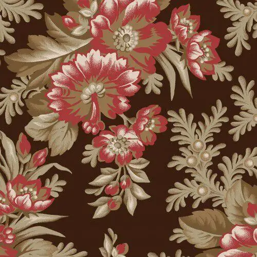 Ruby Bonnie Sullivan Elegant Floral Espresso Fabric
