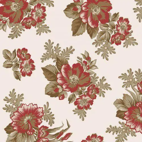 Ruby Bonnie Sullivan Elegant Floral Tan Fabric