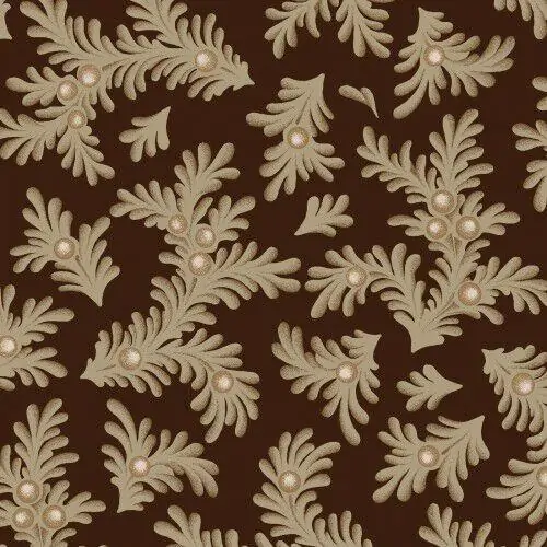 Ruby Bonnie Sullivan Feathered Leaves Espresso Fabric