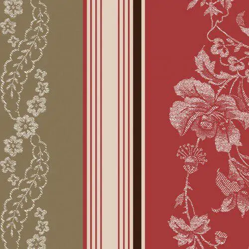 Ruby Bonnie Sullivan Jacquard Texture Stripe Red/Tan Fabric