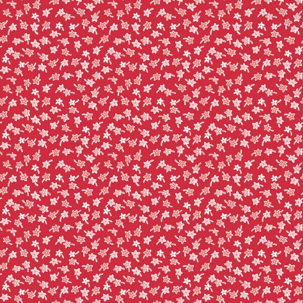 Red Flea Market Star Flowers Fabric