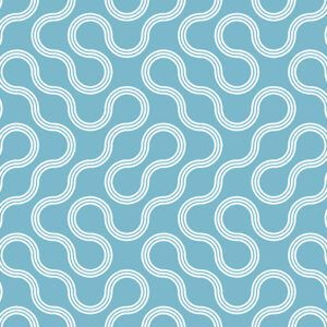 Turquoise and white curve design fabric