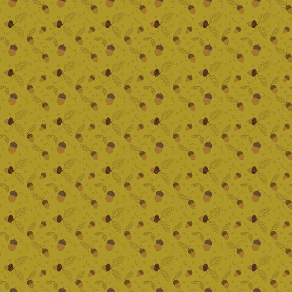 Awesome Autumn Sandy Gervais Olive Acorns Fabric
