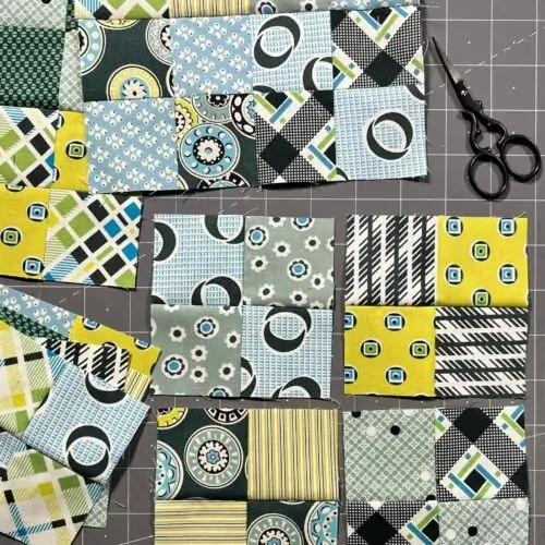 Blue and Green Four Patch Blocks