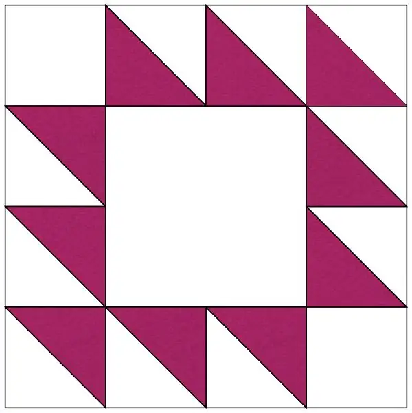 Double X quilt block image pink and white